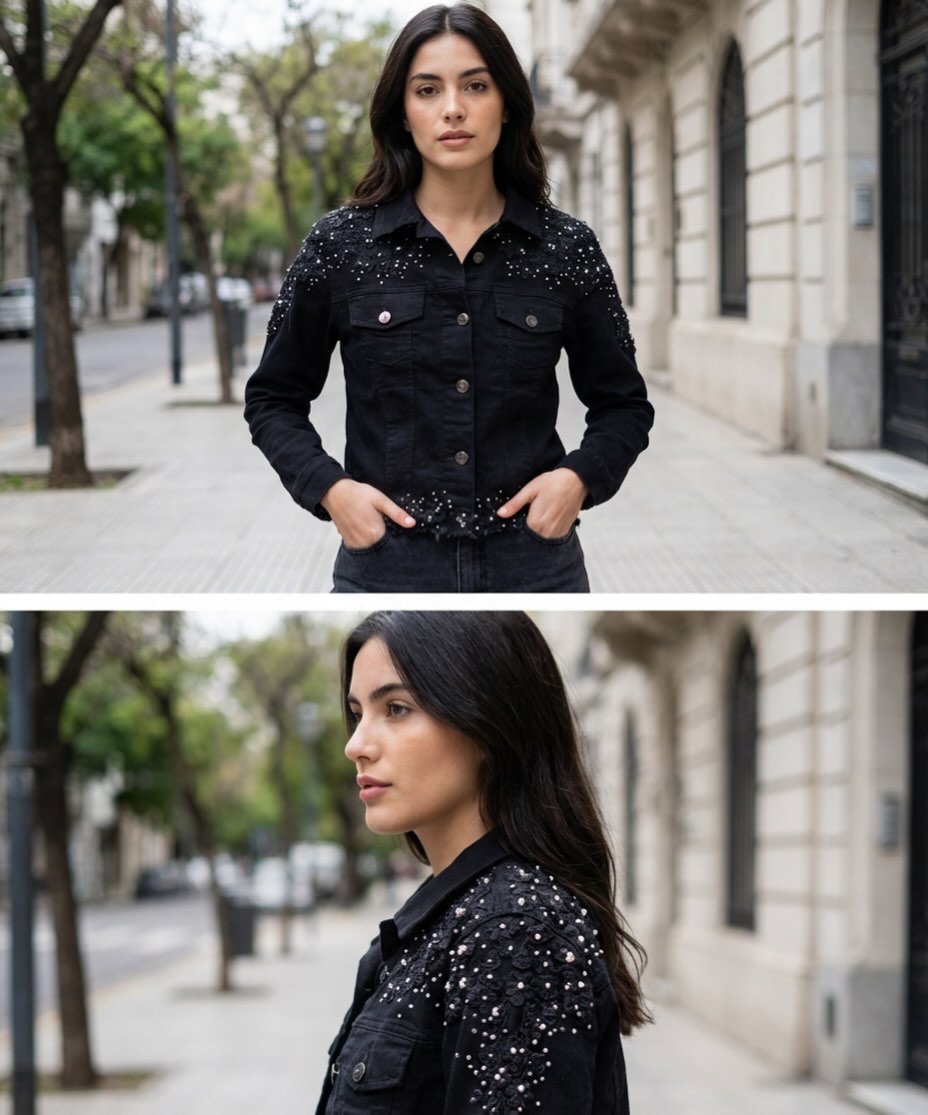 Campera negra cristales
